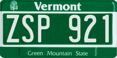 VT license plate ZSP921