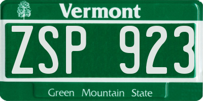 VT license plate ZSP923