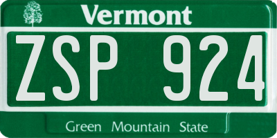 VT license plate ZSP924