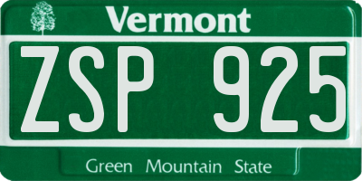 VT license plate ZSP925