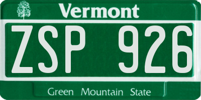 VT license plate ZSP926