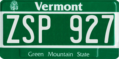 VT license plate ZSP927