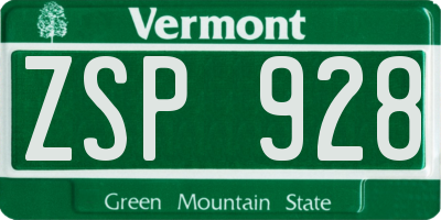 VT license plate ZSP928