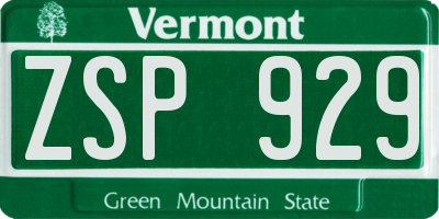VT license plate ZSP929
