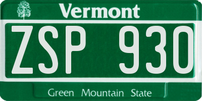 VT license plate ZSP930