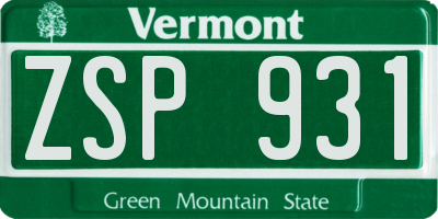 VT license plate ZSP931