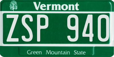 VT license plate ZSP940
