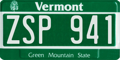 VT license plate ZSP941