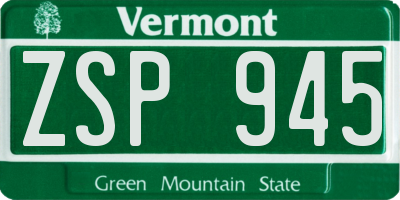 VT license plate ZSP945