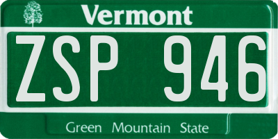 VT license plate ZSP946