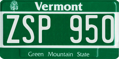 VT license plate ZSP950