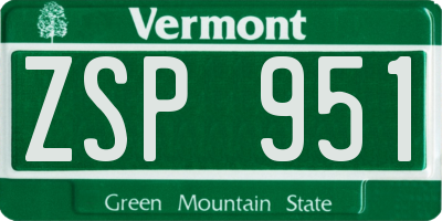VT license plate ZSP951