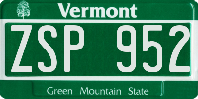 VT license plate ZSP952