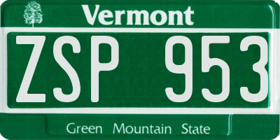 VT license plate ZSP953