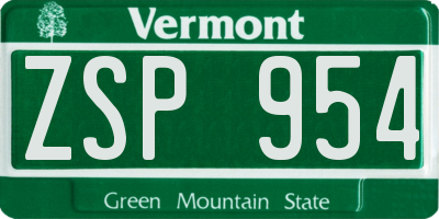 VT license plate ZSP954