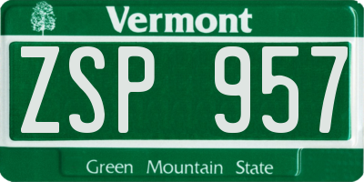 VT license plate ZSP957