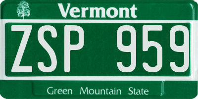 VT license plate ZSP959