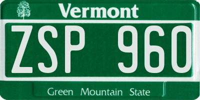 VT license plate ZSP960