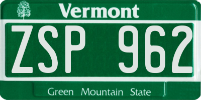VT license plate ZSP962