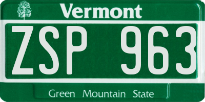 VT license plate ZSP963