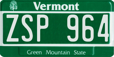 VT license plate ZSP964