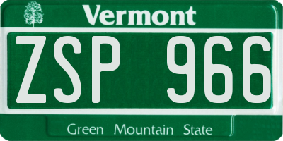 VT license plate ZSP966