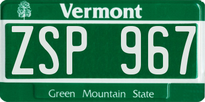 VT license plate ZSP967
