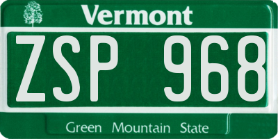VT license plate ZSP968