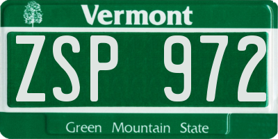 VT license plate ZSP972