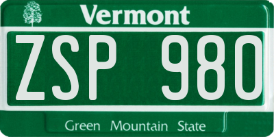 VT license plate ZSP980