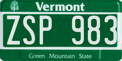 VT license plate ZSP983