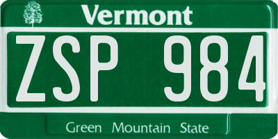 VT license plate ZSP984