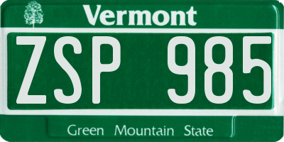 VT license plate ZSP985