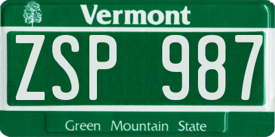 VT license plate ZSP987
