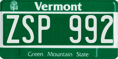 VT license plate ZSP992