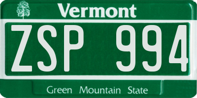 VT license plate ZSP994