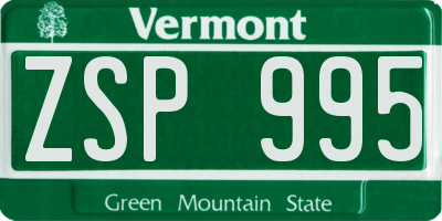VT license plate ZSP995