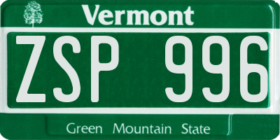 VT license plate ZSP996