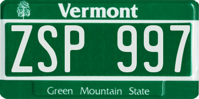 VT license plate ZSP997