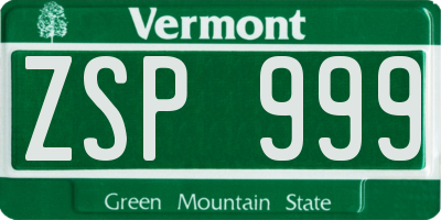 VT license plate ZSP999