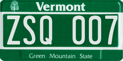VT license plate ZSQ007