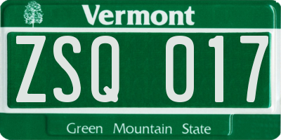 VT license plate ZSQ017