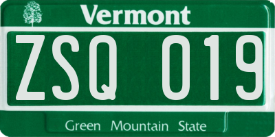 VT license plate ZSQ019