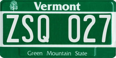 VT license plate ZSQ027