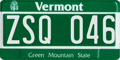 VT license plate ZSQ046