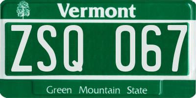 VT license plate ZSQ067