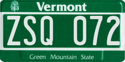 VT license plate ZSQ072