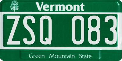 VT license plate ZSQ083