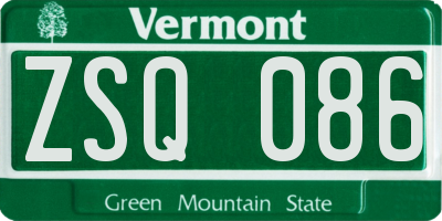 VT license plate ZSQ086