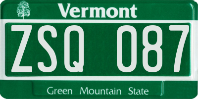 VT license plate ZSQ087